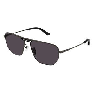 Balenciaga BB 0298SA 001 Grey Metal Navigator Sunglasses Grey Lens
